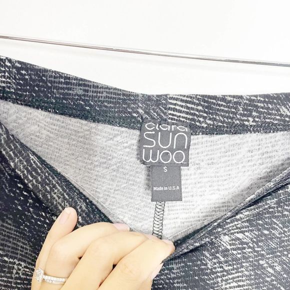 Clara Sun Woo Signature Straight Leg Pant black gray elastic pull on Womens S - Picture 7 of 9